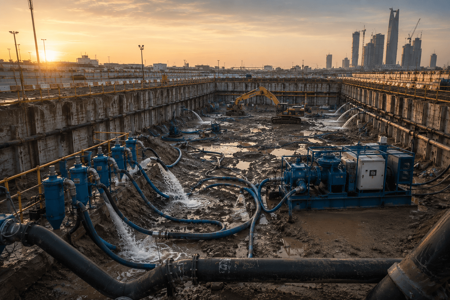 Groundwater dewatering systems and water control solutions for excavation sites in Saudi Arabia