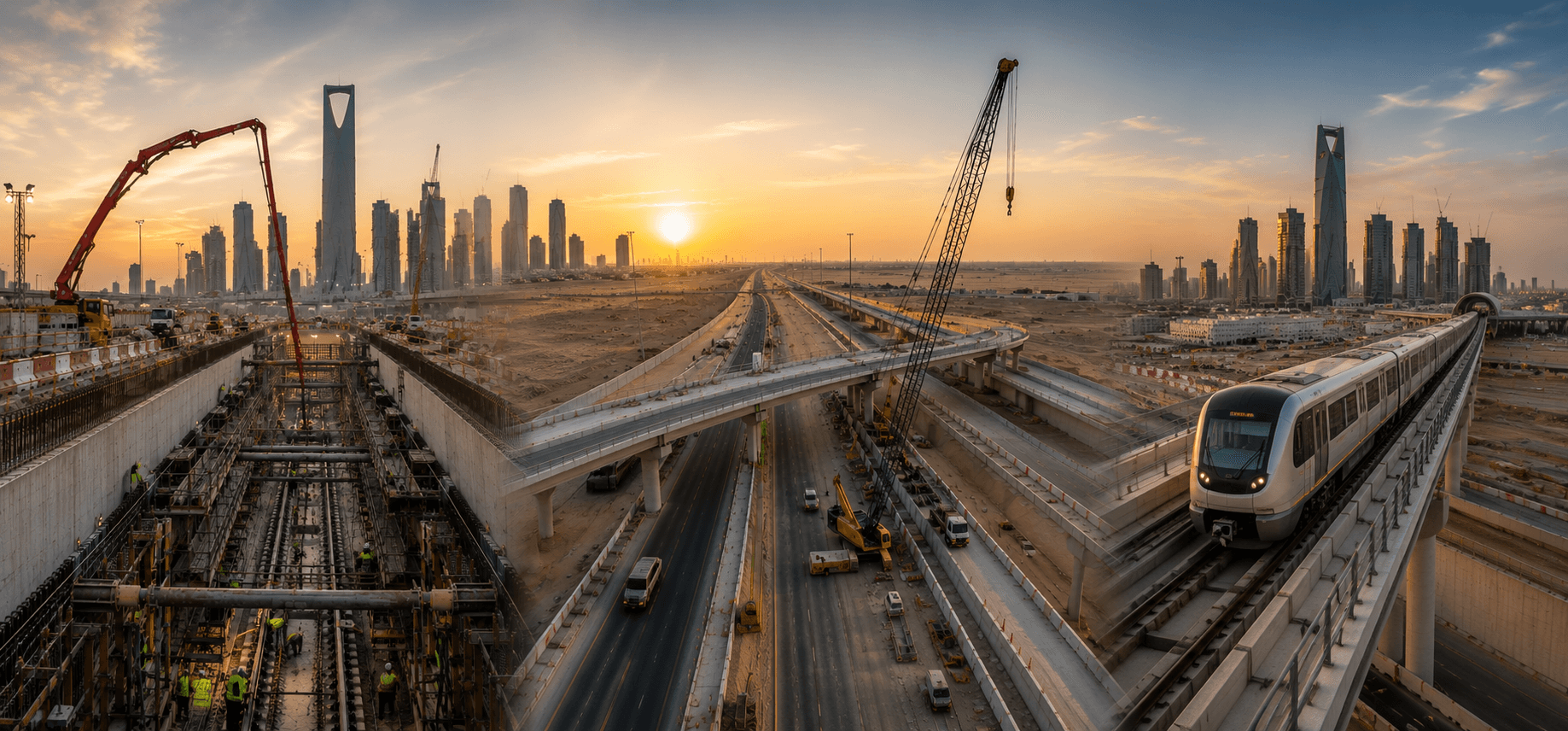 Highway development excavation and earthwork construction project supported by AZAL Projects in Saudi Arabia